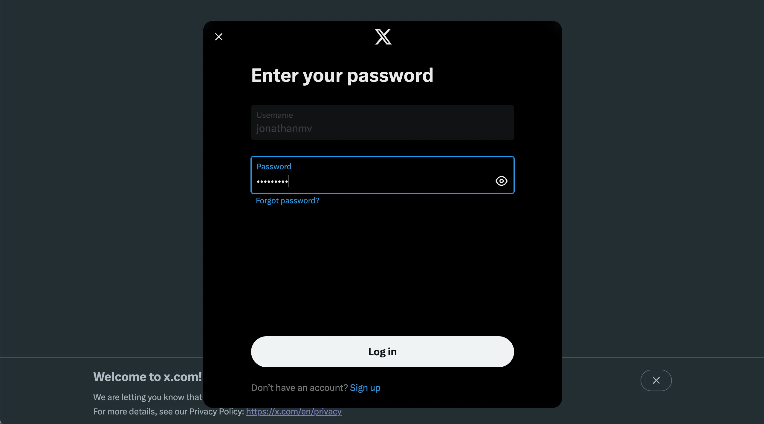 Visible login button